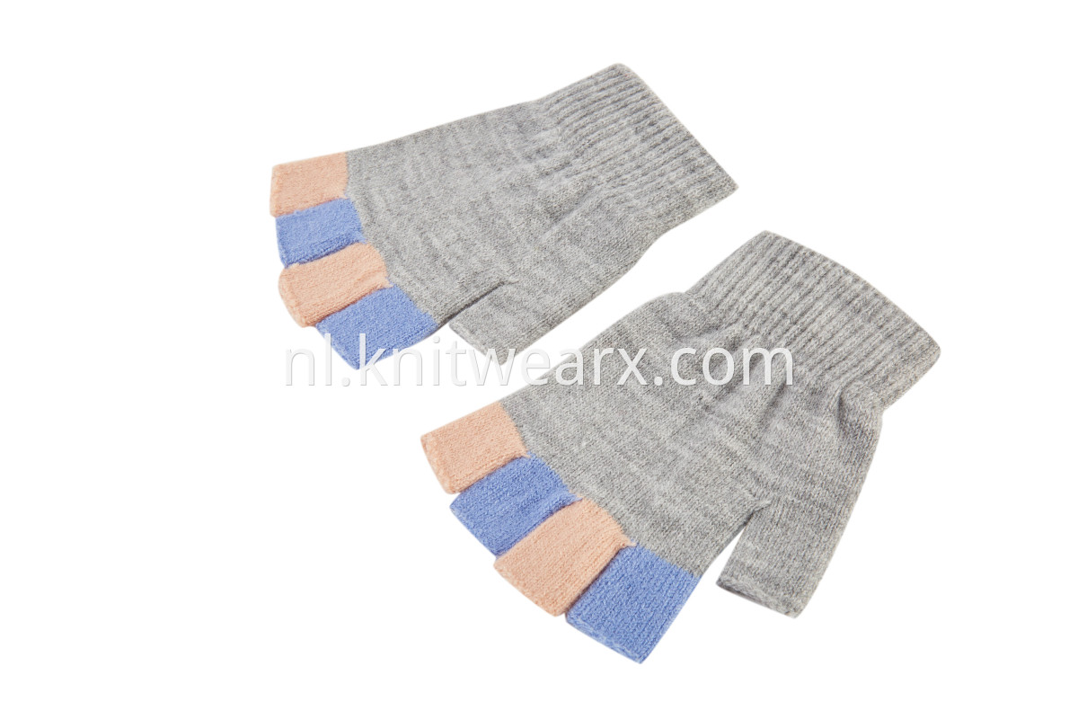 Kids' Fingerless Gloves Student Winter Knit Mittens